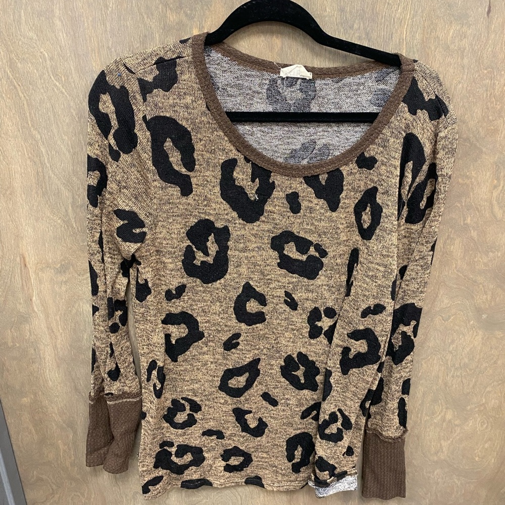 BiBi Brown and Black Patterned Knit Top